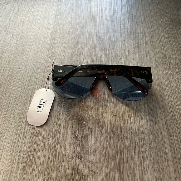 otra rio brown tortoise Blue lens oversized retro shield sunglasses eyewear NEW - Picture 3 of 4